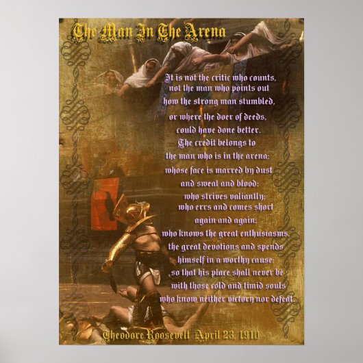 "Der Mann in der Arena" Theodore Roosevelt Poster (Vorne)