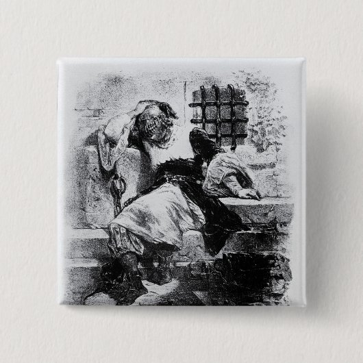 Der Mann in der Eisen-Maske in seinem Gefängnis Button (Vorderseite)