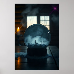 Der Mann in der Glaskugel Mystische Surreal Art Poster