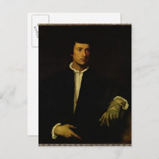 Der Mann mit Handschuh, c.1520 Postkarte (Vorne/Hinten)