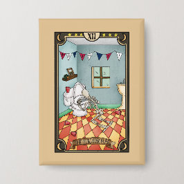 Der Mann mit Kater | Lustiger Tarot-Karten-Button Button
