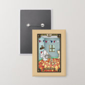 Der Mann mit Kater | Lustiger Tarot-Karten-Button Button (Vorderseite/Rückseite)