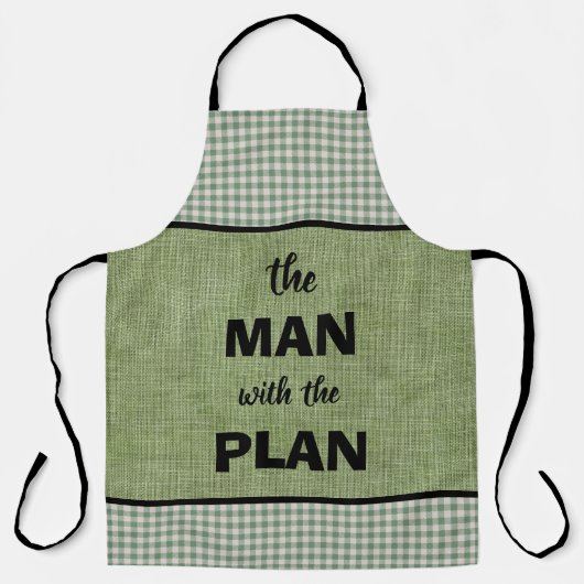 Der Mann mit Plan Green und Gingham Karo Schürze (Vorderseite)