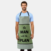 Der Mann mit Plan Green und Gingham Karo Schürze (Getragen)