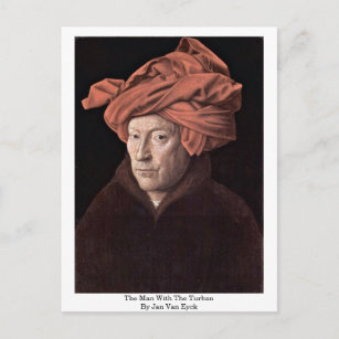 Der Mann mit Turban, von Jan Van Eyck Postkarte