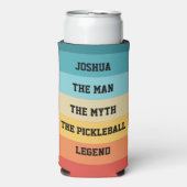 Der Mann, Mythos, Pickleball lehnen Personalisiert Selters Dosenkühler (Seltzer Vorderseite)