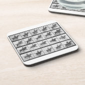 Der Mann und Pferd, die einen Zaun springen, Getränkeuntersetzer (Linke Seite)