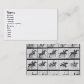 Der Mann und Pferd, die einen Zaun springen, Visitenkarte (Vorne/Hinten)