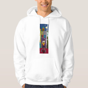Der Mann und seiner verfolgen jeden Tag in Hoodie