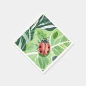 Der Marienkäfer | Hübsche Aquarellmalerei Serviette (Ecke)