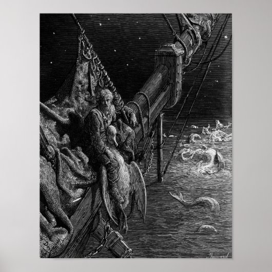 Der Mariner blickt auf die Schlangen im Meer Poster (Vorne)