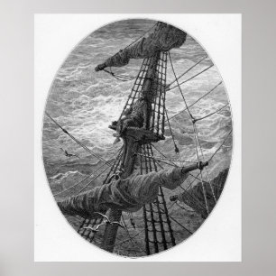 Der Mariner während eines Sturms den Mast hinauf Poster