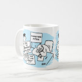 Der Marketing Manager wird auf einem Verkaufspunkt Kaffeetasse (Vorderseite Links)
