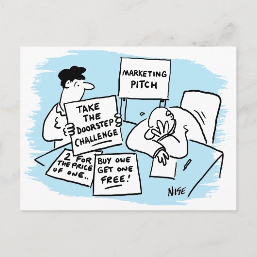 Der Marketing Manager wird auf einem Verkaufspunkt Postkarte (Vorderseite)