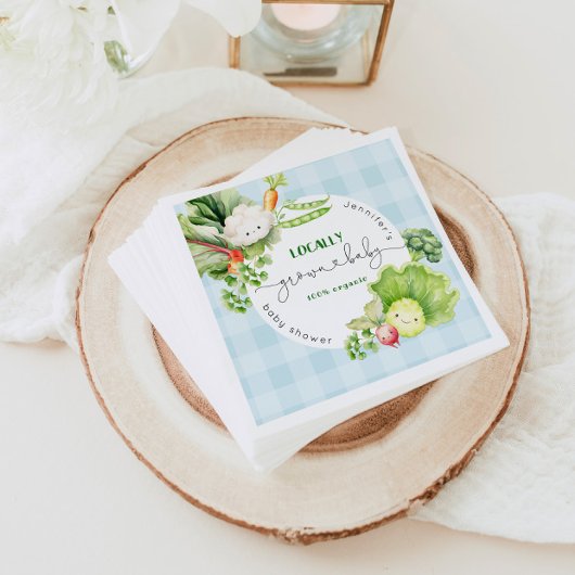 Der Markt für Babydusche mit lokalen Bauern Serviette