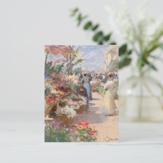 Der Markt für Blume | Victor Gabriel Gilbert Postkarte (Stehend Vorderseite)