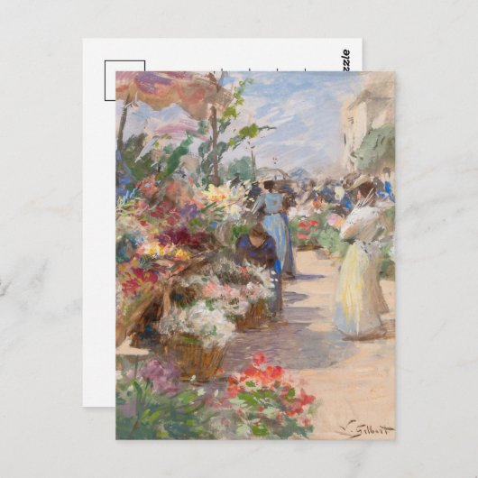 Der Markt für Blume | Victor Gabriel Gilbert Postkarte (Vorne/Hinten)