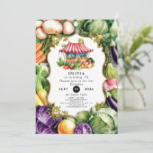 Der Markt für einfache Veggies-Bauern zum Geburtst Einladung (Stehend Vorderseite)