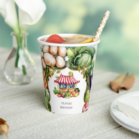 Der Markt für einfache Veggies-Bauern zum Geburtst Pappbecher (In Situ)