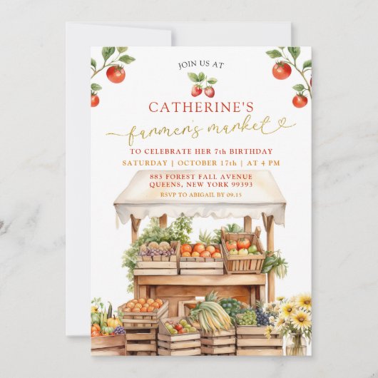 Der Markt für Girl Farmer fällt jedes Alter zum Ge Einladung (Vorderseite)