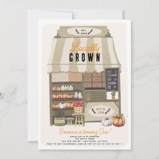 Der Markt für lokal gewachsene Bauer fällt am 1. G Einladung (Vorderseite)