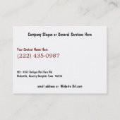 Der Markt-rote Land-Scheune des Bauern Visitenkarte (Rückseite)