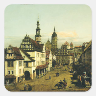 Der Marktplatz in Pirna von Bernardo Bellotto Quadratischer Aufkleber
