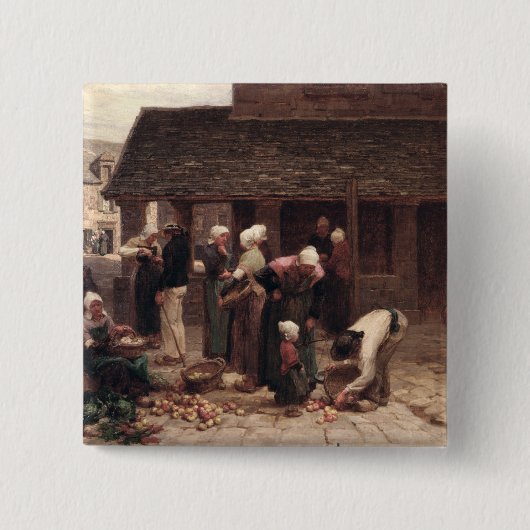 Der Marktplatz von Ploudalmezeau Button (Vorderseite)