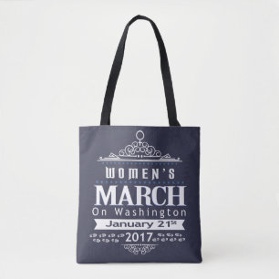 Der März Million Frauen auf Blau-Tasche Tasche