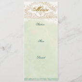 Der Maskenball, das aquamarine Menü und das Gold Menükarte (Rückseite)