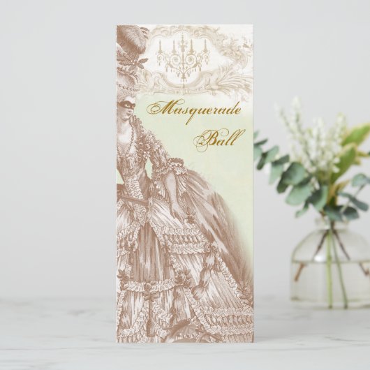 Der Maskenball, das aquamarine Menü und das Gold Menükarte (Stehend Vorderseite)