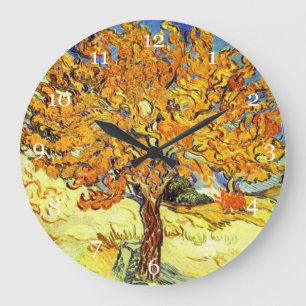 Der Maulbeerbaum, Vincent van Gogh. Vintage Kunst Große Wanduhr