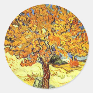 Der Maulbeerbaum, Vincent van Gogh. Vintage Kunst Runder Aufkleber