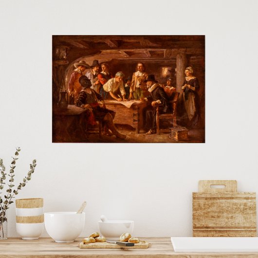 Der Mayflower Compact von Jean Leon Gerome Ferris Poster (Küche)