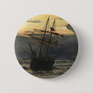 Der Meer-Strand nach einer Sturm-Zeit, Dämmerung Button