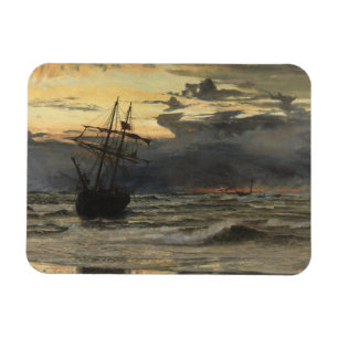 Der Meer-Strand nach einer Sturm-Zeit, Dämmerung Magnet