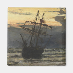 Der Meer-Strand nach einer Sturm-Zeit, Dämmerung Magnet