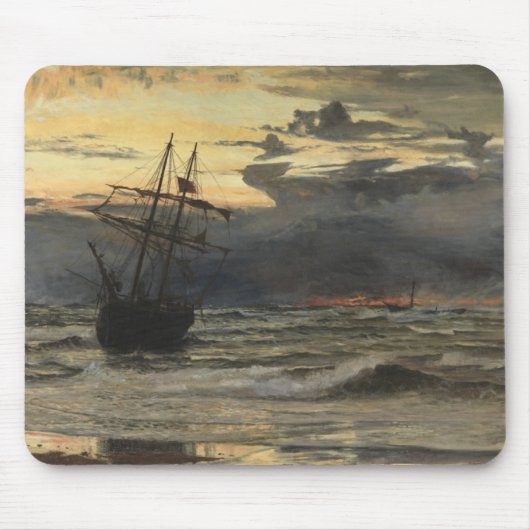 Der Meer-Strand nach einer Sturm-Zeit, Dämmerung Mousepad (Vorne)