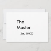 Der Meister Boss Name EST Jahr Datum Mann König Ti Einladung (Rückseite)