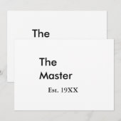 Der Meister Boss Name EST Jahr Datum Mann König Ti Einladung (Vorne/Hinten)
