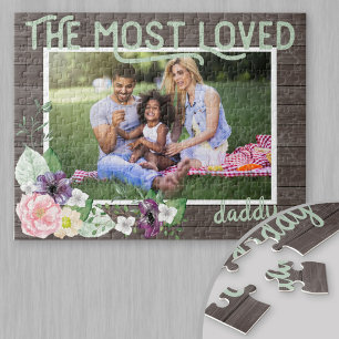 Der meistgeliebte Daddy - Rustikaler dunkler Holzr Puzzle