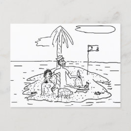 Der Mensch allein auf der Insel, lustig, Vintag, Postkarte