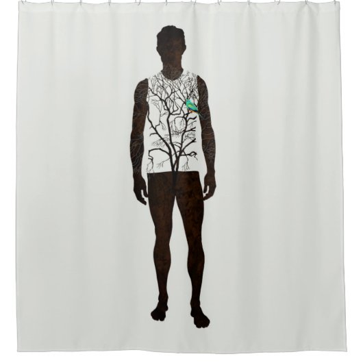 Der Mensch als Feldbaum Duschvorhang (Vorderseite)