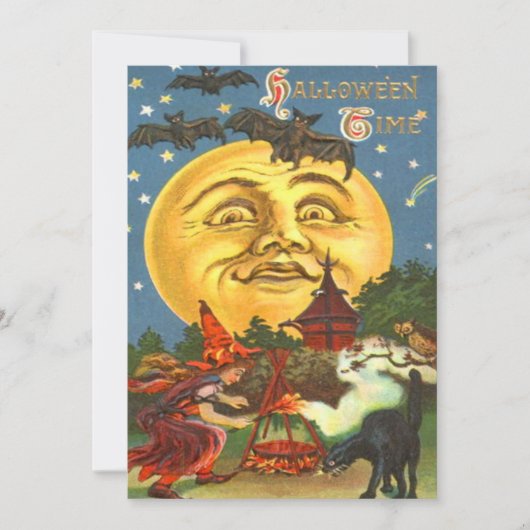 Der Mensch auf dem Mond, die Hexe, die schwarze Ka Einladung (Vorderseite)