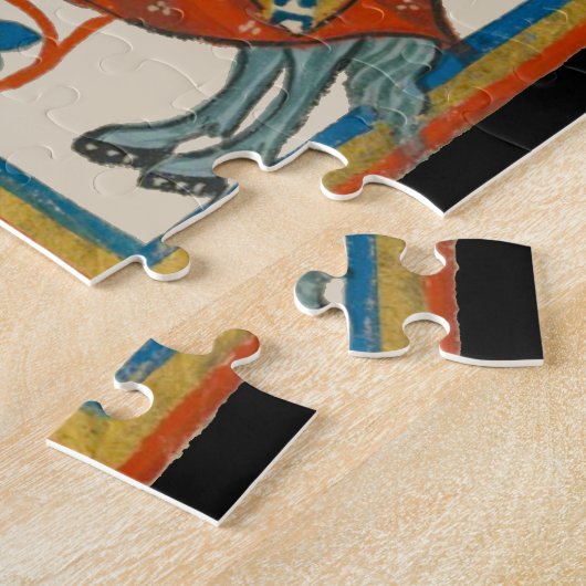 Der Mensch auf der Horseback 14. Jahrhundert Codex Puzzle (Seite)