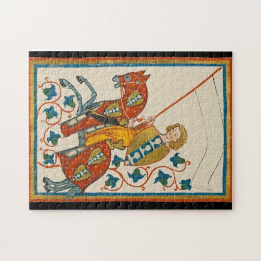 Der Mensch auf der Horseback 14. Jahrhundert Codex Puzzle (Horizontal)
