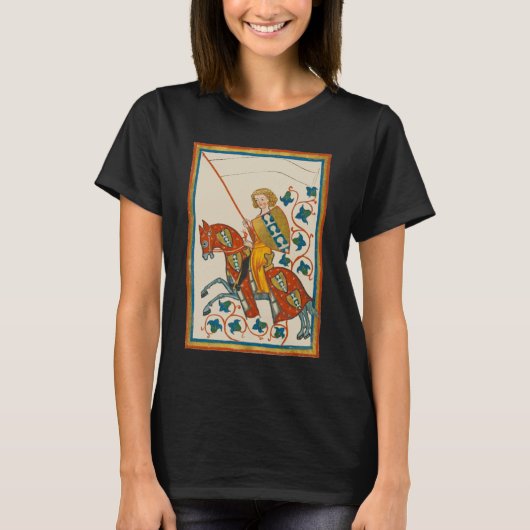 Der Mensch auf der Horseback 14. Jahrhundert Codex T-Shirt (Vorderseite)