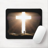 Der Mensch, der zum Christlichen Jesus-Kreuz läuft Mousepad (Mit Mouse)
