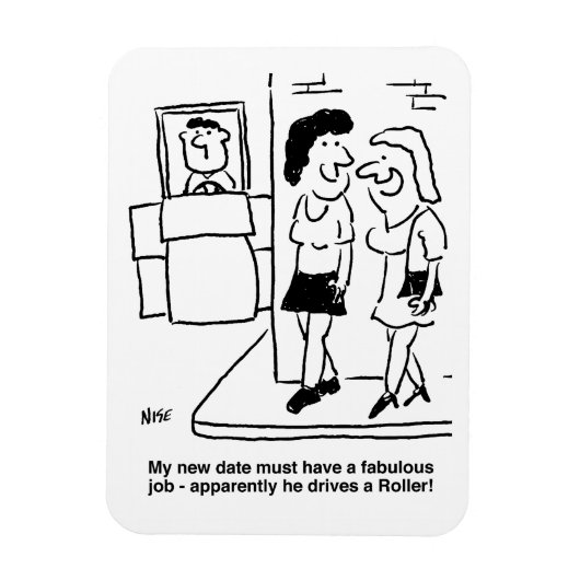 Der Mensch fährt einen Roller Funny Cartoon Magnet (Vertikal)