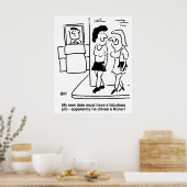 Der Mensch fährt einen Roller Funny Cartoon Poster (Küche)